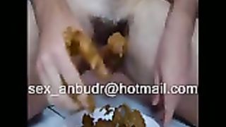 Hairy cock takes nice poop dip