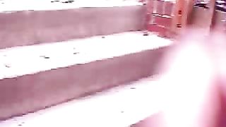 Fat dude with big belly pissing and eating his own cum