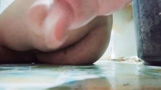 Indian sissy boy pooping heavily on cam