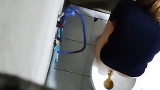 Asian lady pooping