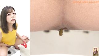 Lovely brunette Japanese girl poops in toilet