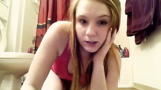 Cute blonde teen girl smearing poop at cam