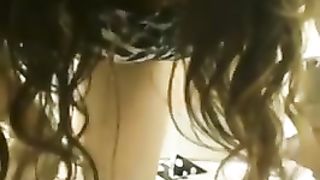 Horny brunette babe spread legs for pooping on the floor