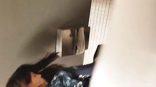 Amateur brunette girl caught pooping with spycam