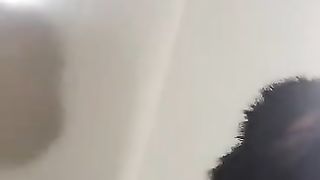 Horny looking MILF poops thick load