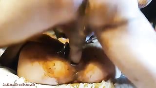 Wife covered in shit getting hammered
