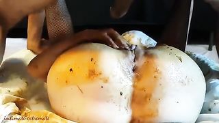 Dirty horny wife covered in poop