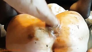 Dirty horny wife covered in poop