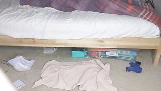 Cute girl pushing turd on the floor