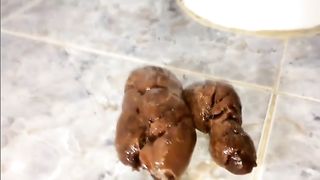 Hot teen poops in the toilet