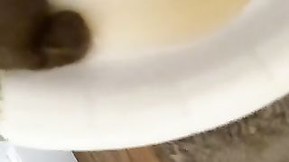 Closeup of hot amateur lady pooping