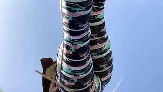 Curvy hot ass babe pooping outdoor