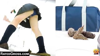 Green monster poop from hot Japanese girl