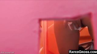 Big booty caught pooping on hidden cam