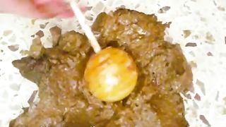 Lollipop in her sweet pooping asshole