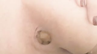 Creamy yellow shit in closeup