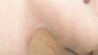 Creamy yellow shit in closeup