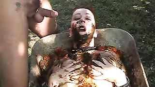 Shit and trash covered slut enjoy piss in her month