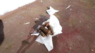 Gorgeous babe pooping in the boat