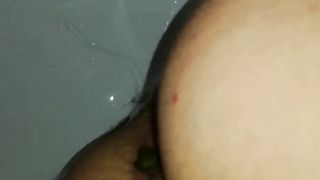 Shitty lady pooping heavily