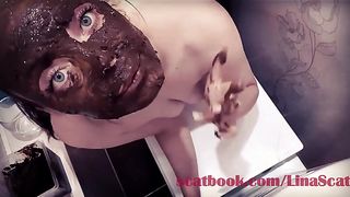 Dark poop chocolate smearing shit all over herself