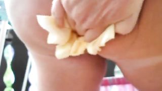 Yellow shit in hot closeup