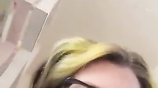 Naughty mature nerdy lady poops