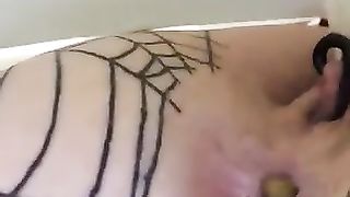 Blonde mature lady poops thick load