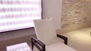 Huge boobs blonde milf poops in the swimming pool