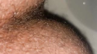 Hairy big booty closeup poop