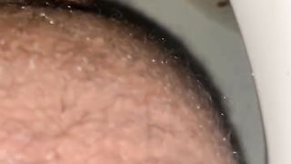 Hairy big booty closeup poop