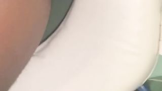 Closeup of hairy pussy slut poops