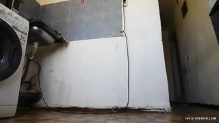 Amateur shy Asian mature lady licks her shit