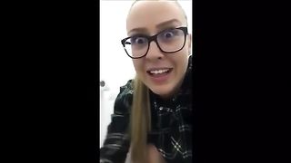Blonde girl in glasses and sexy ass love pooping