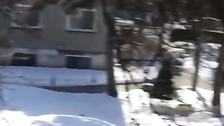 Beautiful big ass ebony poops in the balcony