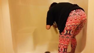 Gorgeous young girl poops in the the bathroom