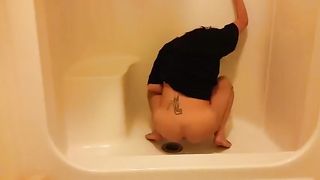 Gorgeous young girl poops in the the bathroom