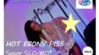 Beautiful shaved pussy ebony girl pissing