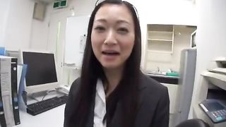 Japanese hot secretary shits on her boss