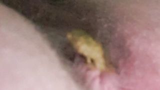 Closeup of dirty big booty lady poops