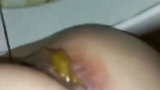 Big hairy ass pooping closeup