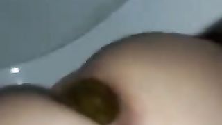 Big hairy ass pooping closeup