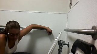 Amateur nerdy latina babe pooping in the toilet
