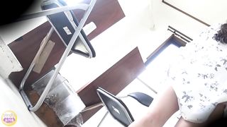 Japanese lady pooping in shitty box