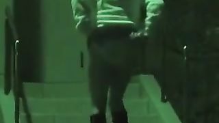 Outdoors shitting on the stairs