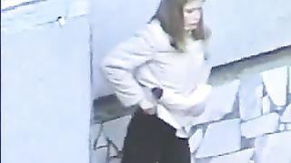 Outdoors shitting unusual cleaning video