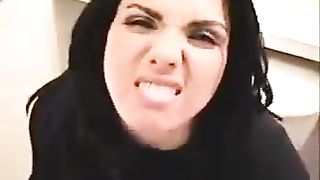 Pushing poop harder than she looks