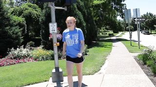 Jogging girl has an explosive case of diarrhea