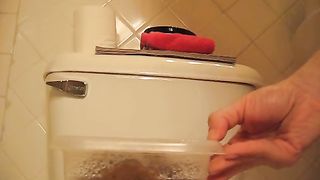 The girl pooped and weighed it