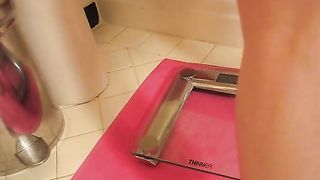 The girl pooped and weighed it